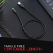 Picture of boAt Micro USB 55 Tangle-free, Sturdy Micro USB Cable with 3A Fast Charging & 480mbps Data Transmission, 10000+ Bends Lifespan & Extended 1.5m Length Black(Micro USB 55 Black 1.5m)