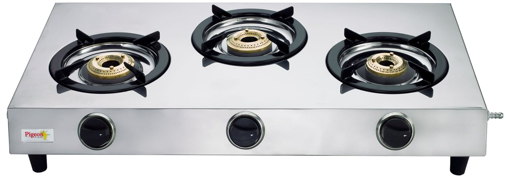 Picture of Pigeon by Stovekraft Stainless Steel 123 Open LPG Gas Stove, (3 Burner, Silver, Manual Ignition) (123- 3 Burner)