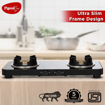 Picture of Pigeon by Stovekraft Sleek 2 Burner Ultra Slim Gas Stove with Glass Top, Manual, Black, (14763)