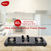 Picture of Pigeon by Stovekraft Sleek 3 Burner Ultra Slim Gas Stove with Glass Top, Manual, Black ,(14681)