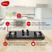 Picture of Pigeon by Stovekraft Sleek 3 Burner Ultra Slim Gas Stove with Glass Top, Manual, Black ,(14681)