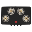 Picture of Pigeon by Stovekraft Sleek 4 Burner Ultra Slim Gas Stove with Glass Top, Manual, Black, (14764)