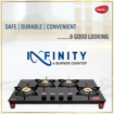 Pigeon by Stovekraft Infinity Glass Top 4 Burner Gas Stove, Manual Ignition (Black), (14062) की तस्वीर