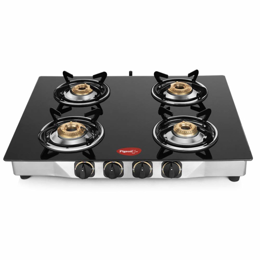 Picture of Pigeon Jumbo Burner Glass Manual Gas Stove  (4 Burners), (12265)