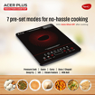 Picture of Pigeon By Stovekraft 14429 Acer Plus 1800 Watt Induction Cooktop with Feather Touch Control, Induction Stove comes with 8 Preset Menus and Auto-Shut Off features (Black)(14429)