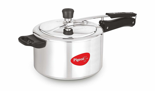 Pigeon by Stovekraft Aluminium Pressure Cooker with Inner Lid (Silver, 5 litres) , ((144) Classic Aluminium 5 Litre Inner Lid ) की तस्वीर