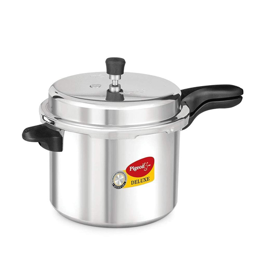 Pigeon by Stovekraft Deluxe Aluminium Outer Lid Pressure Cooker, 7.5 Litres, Silver, ((104)Deluxe Pressure Cooker 7.5 Litre Outer Lid) की तस्वीर