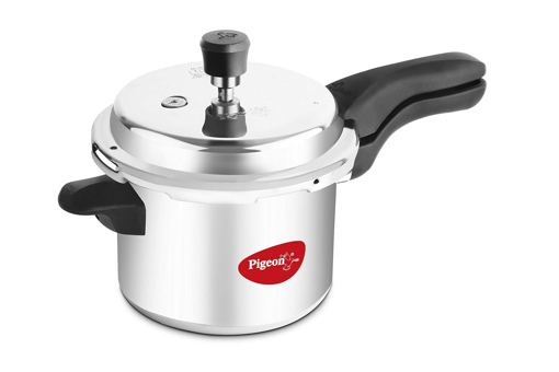 Picture of Pigeon by Stovekraft Calida Induction Base Aluminium Pressure Cooker with Outer Lid, 3 litres, Silver, ((116) Deluxe Calida Pressure Cooker 3 Litre Outer Lid IB)