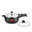 Picture of Pigeon by Stovekraft Titanium Hard Anodised Aluminium Handi Outer Lid Pressure Cooker with Induction base and Stainless Steel Lid and Glass Lid, 5 Litres ((12640) Titanium Handi Hard Anodized 5 Litre Outer Lid IB)