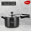 Picture of Pigeon by Stovekraft Titanium Induction Base Inner Lid Hard Anodised Aluminium Pressure Cooker, 5 litres, Black, Standard (12422), (Titanium Hard Anodized 5 Litre Inner Lid IB)