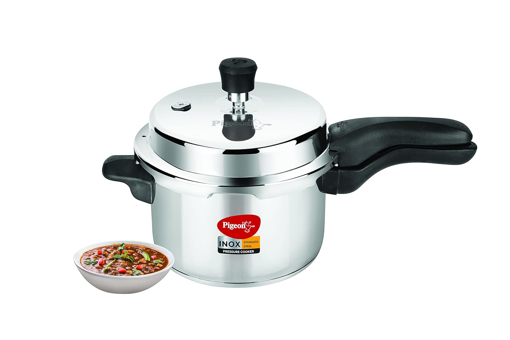 Pigeon by Stovekraft Inox Stainless Steel Pressure Cooker with Outer Lid, Compatible for Gas Stove and Induction, 3 Litre, Silver, ((14044) Inox Stainless Steel 3 Litre Outer Lid IB) की तस्वीर