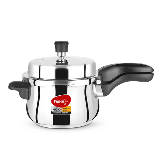 Pigeon By Stovekraft Stainless Steel Inox Plus Steel Pressure Cooker with Outer Lid Induction and Gas Stove Compatible 3 Litre Capacity for Healthy Cooking (Silver), ((14501) Inox Plus Stainless Steel 3 Litre Outer Lid IB) की तस्वीर