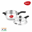 Picture of Pigeon By Stovekraft Stainless Steel Inox Plus Steel Pressure Cooker with Outer Lid Induction and Gas Stove Compatible 3 Litre Capacity for Healthy Cooking (Silver), ((14501) Inox Plus Stainless Steel 3 Litre Outer Lid IB)