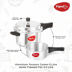 Pigeon by Stovekraft Induction Base 4-in-1 Starter Kit, Silver, Aluminium (Pressure Cooker, Pressure Pan, Tawa, and Kadhai Set), ((84)Starter Kit 4 In 1 Outer Lid IB ) की तस्वीर