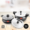 Picture of Pigeon by Stovekraft Super cooker Combo and 3 L, 5 L Outer Lid Induction Bottom Pressure Cooker  (Hard Anodized), ((622-H) Super Cooker Hard Anodized Value Pack(3+5 Litre) Outer Lid IB)