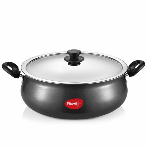 Picture of Pigeon by Stovekraft Non-Stick Aluminium Gravy Pot with Lid , 9 Litres (Red), Gravy Pot - 9 Litre (318)