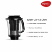 Picture of Pigeon by Stovekraft Splendour JX 750 Watt Juicer Mixer Grinder with 4 Stainless Steel Jars for Juice, dry grinding, wet grinding and making chutney, White, Centimeter (12615)