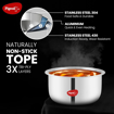 Picture of Pigeon Elite Stainless Steel Triply Tope 20 cm, Gas Stove and Induction Compatible for Fast Cooking and Longer Heat Retention, Along with Even Heat Distribution- Silver (15352)