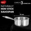 Picture of Pigeon Elite Stainless Steel Triply Sauce Pan 16 cm, Gas Stove and Induction Compatible for Fast Cooking and Longer Heat Retention, Along with Even Heat Distribution- Silver (15347)