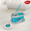 Picture of Pigeon Spin Mop-LX with Big Wheels and PVC Wringer Mop Set for Wet and Dry Floor/Wall (Aqua Green, 2 Refills), Large (14556)