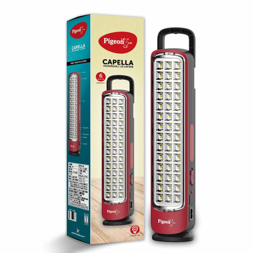 Pigeon Capella LED Rechargeable Emergency Lamp with 2 x 1600 mAH Battery and 8 Hours Backup (Red) (14436) की तस्वीर