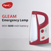 Picture of Pigeon by Stovekraft Gleam LED Rechargeable Emergency Lamp with 1600 mAH and 50 Hours of Backup time (Red) (12332)