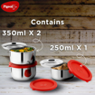 Pigeon Lunch Box Nutri Fresh Stainless Steel Insulated Tiffin Box | Keeps Food Warm and Fresh| Pack of 3 - Grey (2 year Warranty) (15582) की तस्वीर