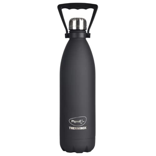 Picture of Pigeon by Stovekraft Aqua Galaxy Stainless Steel Double Walled Leak Proof Thermos Water Bottle with Copper Coating Inside for Better Hot and Cold Retention 1000 ml (Black) (1 Year Warranty) (15509)