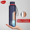 Picture of Pigeon by Stovekraft Croma Navy Stainless Steel Double Walled Leak Proof Thermos Water Bottle with Copper Coating Inside for Better Hot and Cold Retention 600 ml (Blue) (1 Year Warranty) (15527)