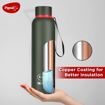 Picture of Pigeon by Stovekraft Croma Olive Stainless Steel Double Walled Leak Proof Thermos Water Bottle with Copper Coating Inside for Better Hot and Cold Retention 600 ml (Green) (1 Year Warranty) (15525)