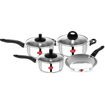 Picture of Pigeon Essential Stainless Steel 7 Piece Cookware Set includes 2 Sauce Pan, Dutch Oven, Fry Pan & Glass Lid with Induction Bottom (15211)