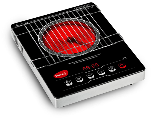 Picture of Pigeon Eva Infrared Cooktop 2000 Watts Black (with Free Stainless Steel Grill, Full touch Panel, Auto shut off and Overheat Protection) (15665)