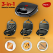 Pigeon by Stovekraft Sandwich Maker | 3 in 1 | 750 Watt (Black) | Snack Maker | Bread Toaster | Grill | Waffle Maker | Detachable Plates | 1 Year Warranty | Proudly Made in India (15968) की तस्वीर