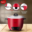 Picture of Pigeon by Stovekraft Ruby Rice Cooker with Single pot, 1.8 litres.(Red) | Toughened Glass Lid | 700 Watts | 2 Aluminium Cooking Pot | Measuring Cup| Spatula | Energy Efficient Cooking (14930)