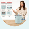 Picture of Pigeon by Stovekraft Swift Plus Multi-Cook Kettle 1.5L, with Stainless Steel Steamer, Egg Rack - Blue | Double Layered | Food Grade Stainless Steel Inner wall | Glass Lid | Auto Shut-off (16214)