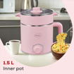 Picture of Pigeon by Stovekraft Swift Plus Multi-Cook Kettle 1.5L, with Stainless Steel Steamer, Egg Rack - Pink | Black | Double Layered | Food Grade Stainless Steel Inner wall | Glass Lid | Auto Shut-off (16213)