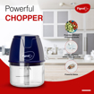 Picture of Pigeon Zoom Electric Chopper 250 ml, Portable with 3 Stainless Steel blades for Effortlessly Chopping Vegetables and Fruits - Blue (14951)