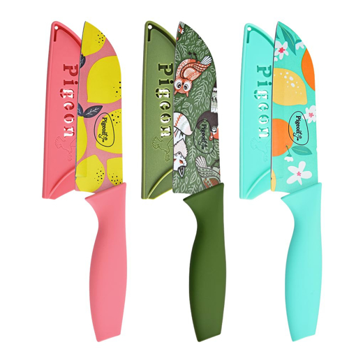 Picture of Pigeon by Stovekraft Edge Flora Stainless Steel Knife 3Pc Set (Blue, Green, Orange) (16113)