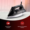 Pigeon by Stovekraft Satin Steam Iron For Clothes | 2400 Watt Instant Heat with Spray (BLACK) | Ceramic Base Plate with GlideTech | Anti Drip | HyperBurst & Vertical Steam| Self-Clean | 1.7M Long Cord (15980) की तस्वीर