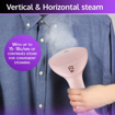 Picture of Pigeon by Stovekraft Handheld Garment Steamer |1200 Watt (PINK) |Continous Steam 20gms/min. |Stainless Steel 'No Burns' Glide Plate |Detachable Lint Brush |Vertical and Horizontal Steaming |200ml Tank (16017)