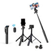 Picture of DIGITEK® (DTR-525 SS) 160 CM Long Tripod Selfie Stick with Wireless Remote, Aluminum Rod with 3 Legs Base, 360° Head, GoPro Adapter, 7 Section Adjustment - Compatible with Phones & Action Cameras (Tripods Selfie Stick DTR-525-SS)