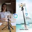 Picture of DIGITEK® (DTR-525 SS) 160 CM Long Tripod Selfie Stick with Wireless Remote, Aluminum Rod with 3 Legs Base, 360° Head, GoPro Adapter, 7 Section Adjustment - Compatible with Phones & Action Cameras (Tripods Selfie Stick DTR-525-SS)