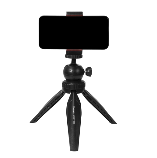 Picture of Photron Stedy 300 Mini Tripod Kit with Ball Head Smart-Phone Holder for GoPro | Digital Camera |Travelling | Maximum Operating Height: 165mm | Weight Load Capacity: 1kg, Case Included,Black (Photron PHT 300 Mini Tripod)