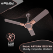 Picture of Bajaj Artisan 12S2 1200mm (48") Ceiling Fans for Home |BEE-2 StarRated Energy Efficient|SUPER 5TUFF TECHNOLOGY™| SumoTuff Blades| High AirDelivery & HighSpeed| 5-Yr Warranty Wood Ceiling Fan (Artisan 12S2 1200mm DarkWalnut & WoodCF)