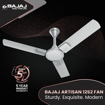 Picture of Bajaj Artisan 12S2 1200mm Ceiling Fans for Home |BEE-2 StarRated Energy Efficient|SUPER 5TUFF TECHNOLOGY™|SumoTuff Blades| High AirDelivery & HighSpeed|5-Yr Warranty SparkleWhite Ceiling Fan (Artisan 12S2 1200mm Sparkle White CF)