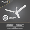 Bajaj Energos 12DC5R 1200mm Silent BLDC Ceiling Fan|5 stars Rated Energy Efficient Ceiling Fans for Home|Remote Control|Upto 65% Energy Saving-26W|High Speed|Silent Operation|2-Yr Warranty White की तस्वीर