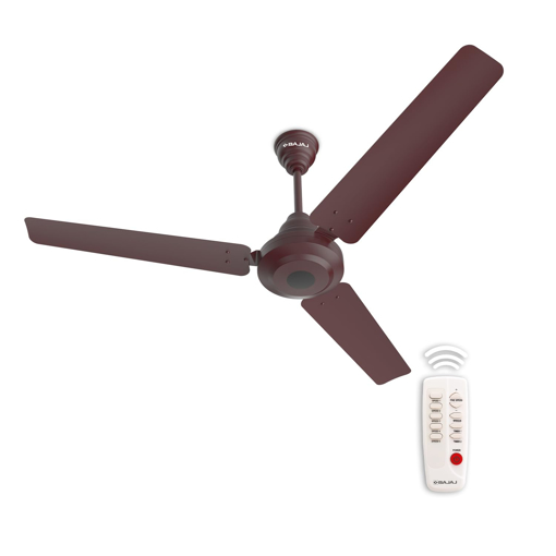 Bajaj Energos 12DC5R 1200mm Silent BLDC Ceiling Fan|5 stars Rated Energy Efficient Ceiling Fans for Home|Remote Control|Upto 65% Energy Saving-26W|High Speed|Silent Operation| 2-Yr Warranty Walnut Red की तस्वीर