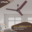 Bajaj Energos 12DC5R 1200mm Silent BLDC Ceiling Fan|5 stars Rated Energy Efficient Ceiling Fans for Home|Remote Control|Upto 65% Energy Saving-26W|High Speed|Silent Operation| 2-Yr Warranty Walnut Red की तस्वीर