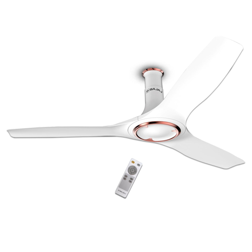 Bajaj Arioso BLDC Plus 1200mm (48") Ceiling Fans for Home| BEE 5-star Rated Energy Efficient BLDC Ceiling Fan| SUPER 5TUFF TECHNOLOGY™| Adjustable Canopy| 5-Yr Warranty|RF Remote|White & Rose Gold (Arioso BLDC Plus1200mm WhiteRose GoldCF) की तस्वीर