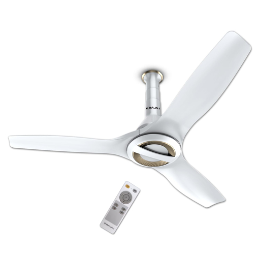 Picture of Bajaj Arioso Luxe 1200mm (48") BLDC Ceiling Fans for Home|BEE 5 stars Rated Energy Efficient Ceiling Fan|Aerodynamically Designed Blades|Adjustable Canopy|RF Remote|2-Yr Warranty|White & Nickel